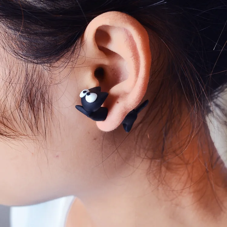 

Cute Polymer Clay Animal Stud Earrings For Women Handmade 3D Cartoon Colorful Jewelry Lovely Flower Panda Pig Dog Cat Stitch