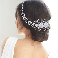 flower pearls bridal tiaras headbands wedding crown pearl bridal headbands for women bridal hair piece with flower headress