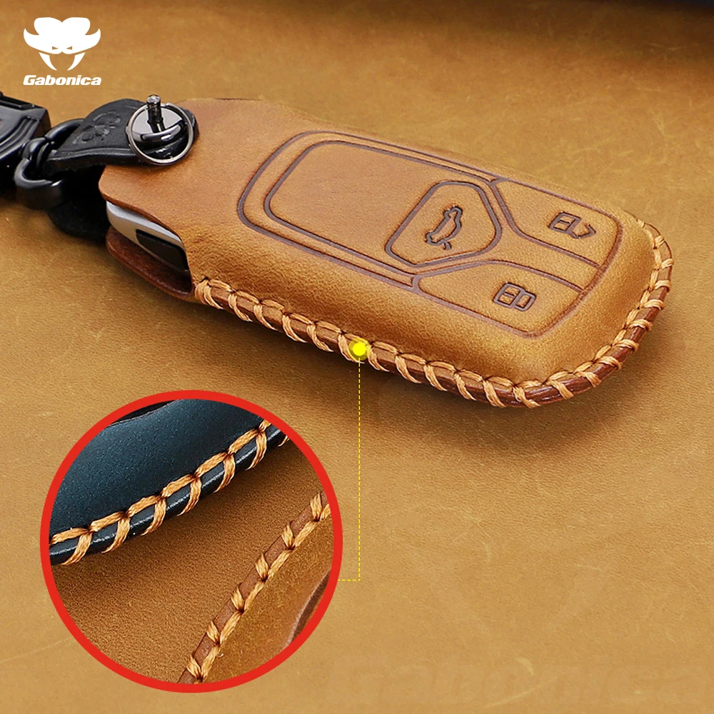 Leather Car Key Case For Audi A1 A3 A4 A5 A6 A7 A8 B9 Q5 Q7 R8 S5 S7 Q8 TT RS Remote Fob Shell Cover Protector Keyless Bag | Автомобили и