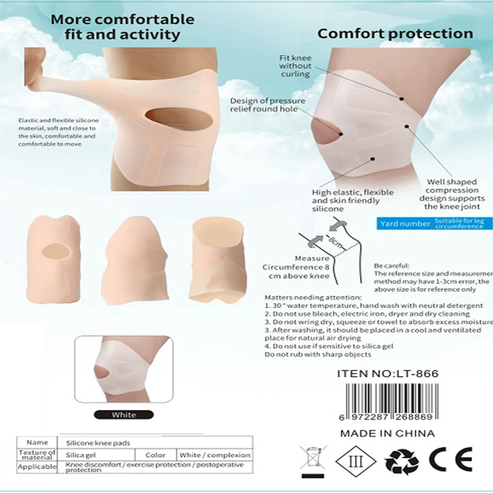 

1 Pair Soft Silicone Gel Kneecaps Brace Support Wrap Strap For Knee Joint Pain Arthritis Joint Sore Relief