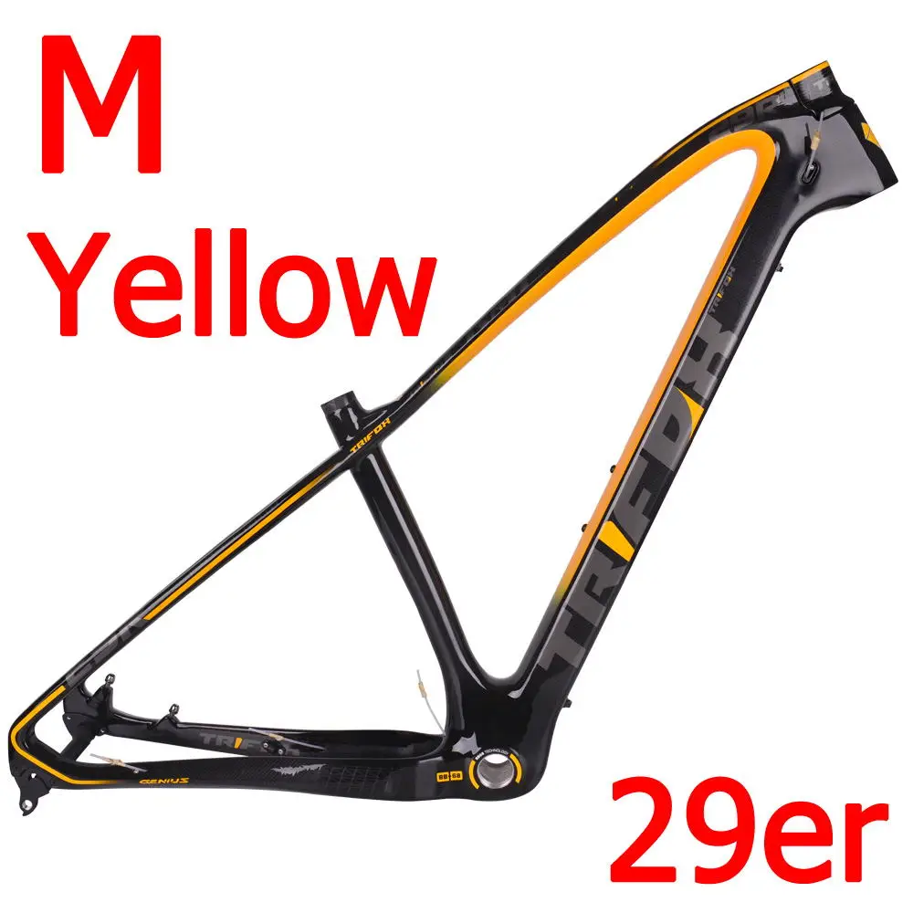 M -Yellow TRIFOX горный углерода велосипед рама 15,5/17/19 дюймов MTB углеродная рама 29er горный велосипед рама+ сиденье зажим+ гарнитура 2 года гарантии - Цвет: M -Yellow