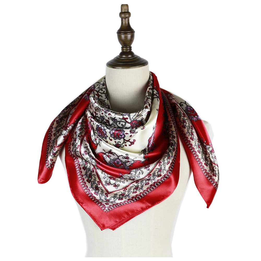 Квадратный шелковый шарф для женщин Роскошные женские шали хиджаба |