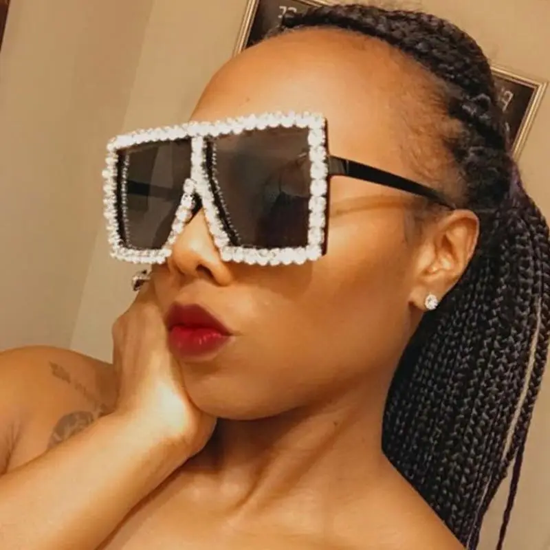 

2020 большие квадратные Красочные Солнцезащитные очки со стразами женская большая оправа роскошные солнцезащитные очки со стразами для женщ...