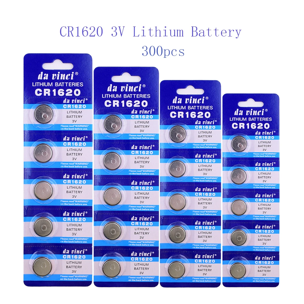 

CR1620 300 шт. = 60 литиевых кнопочных батарей 70 мАч 3 в DL1620 5009LC ECR1620, аккумуляторы для часов, электронных игрушек, пультов дистанционного управлени...