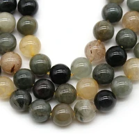 aaa natural black yellow rutilated quartz stone beads for jewelry making diy bracelet necklace 681012 mm strand15