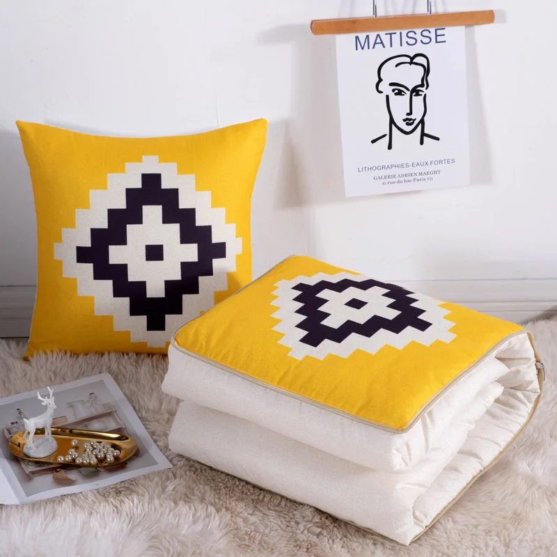 2 в 1 мультяшный складной стеганый плед с скандинавскими принтами квадратное