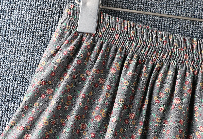 

2021 New Spring Women Skirt Japan Style Literary Fresh Cotton linen Floral Print Lace Loose Skirt