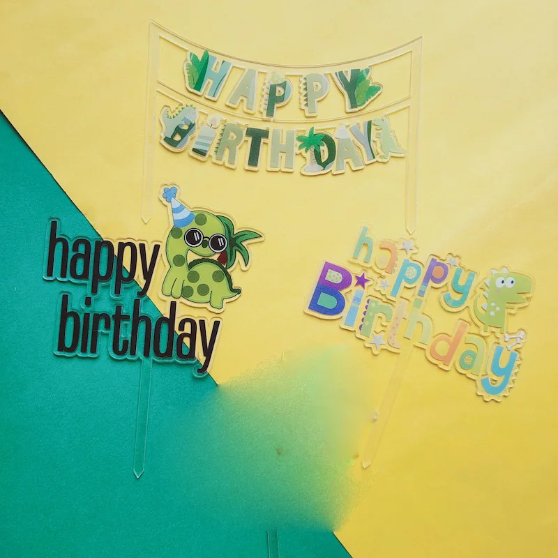 Новый Животный акриловый Топпер для торта С Днем Рождения динозавр день рождения