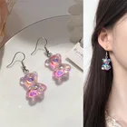 Серьги-гвоздики женские прозрачные трехмерные в виде медведя