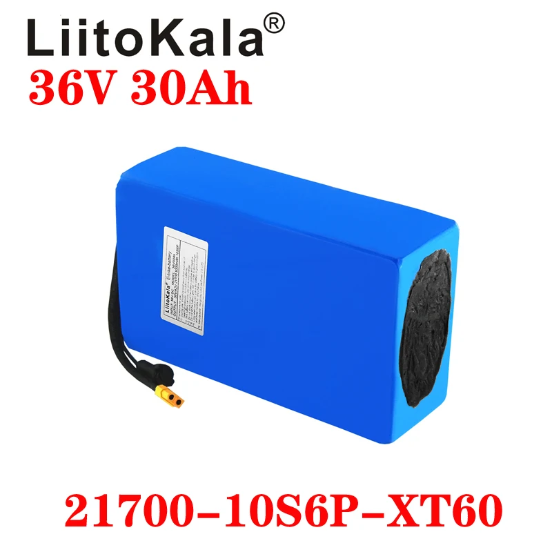 LiitoKala 36V 30ah 21700 10S6P батарея для электрического велосипеда 36В 30AH 1000W литиевая