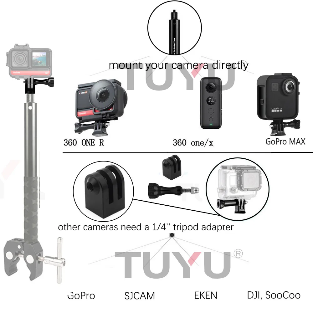 Кронштейн TUYU экшн-камера на мотоциклетный шлем для руля GoPro DJI Insta360 One R невидимый