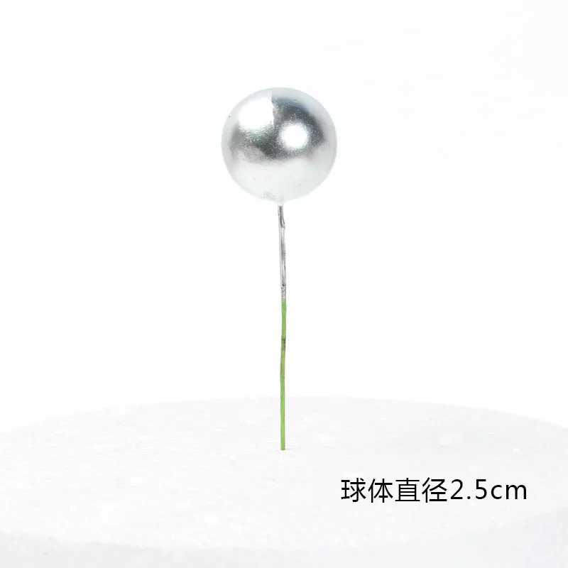 silver 2.5cm 5pcs Cakelove 5 шт./лот Прекрасный Золотой шар торт Топпер кекс ко дню рождения для украшения детского душа детский день рождения праздничный свадебный сувенир поставки - Цвет: silver 2.5cm 5pcs