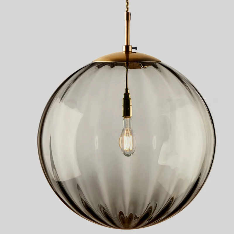 Modern Simple Glass Single Head Hanging Lamp Colorful Creative Individual Designer Pednant Lights Living Room Bedrom Bar Hall - Цвет корпуса: Smoke grey Dia20cm