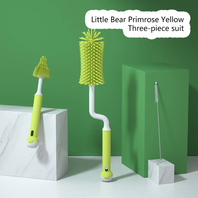 3 Pcs Silicone Bottle Brushes 360 Degree Rotation Baby Pacifier Cup Nipple Cleaning Brush Set Handheld Soft Head G99C |