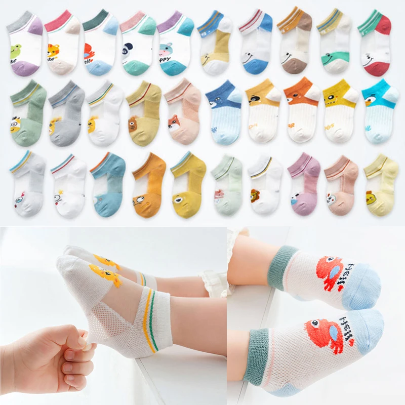 

5PCS Children Summer Thin Mesh Socks Baby Kawaii Cartoon Cotton Socks Breathable Soft Comfortable Toddler Children Accessories