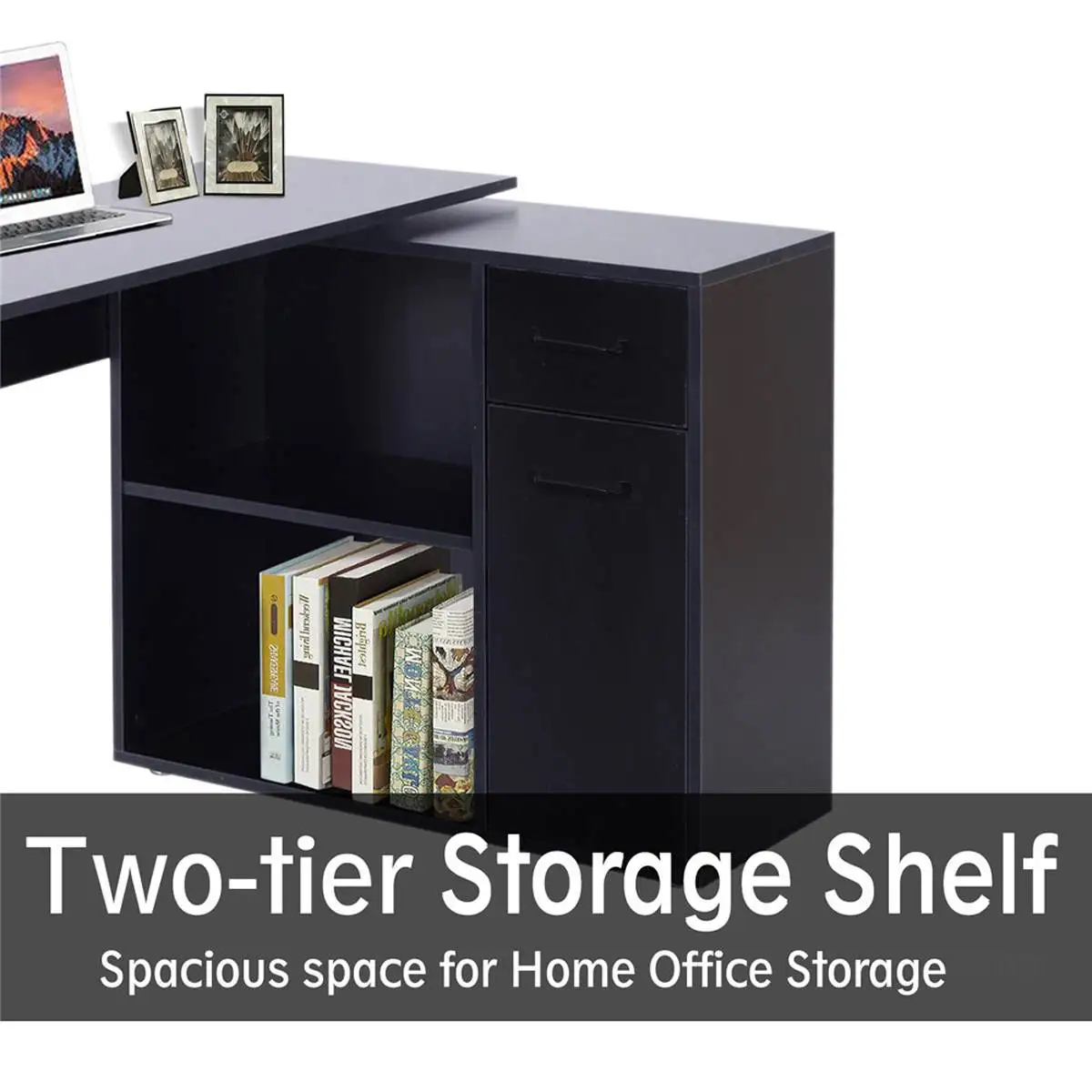 

Multi-functional L-Shaped Corner Computer Desk Table Study Table PC Workstation with Storage Shelf Office Computer Table