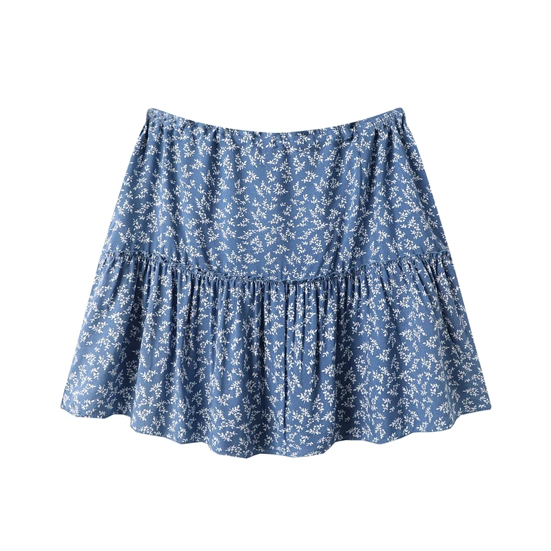 

Slim Girls Draped Ruffle Skirt 2021 Summer Fashion Ladies Mini Skirts Elegant Women Sweet Skirt Streetwear Sexy Female Floral