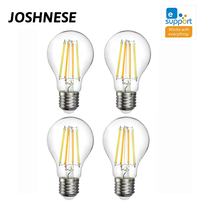 

JOSHNESE E27 7.5W 220V WiFi Smart Filament Bulb EWeLink APP Remote Control Voice Control Dual-color Dimmable Bulb 2700-6500K New