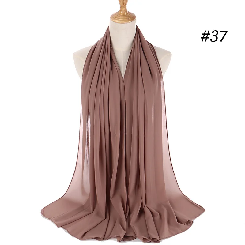 

Quality Long Chiffon Sarves Hijabs for Women Plain Color Head Shawl for Islamic Women Muslim Headscarf Wrap Women's Scarf