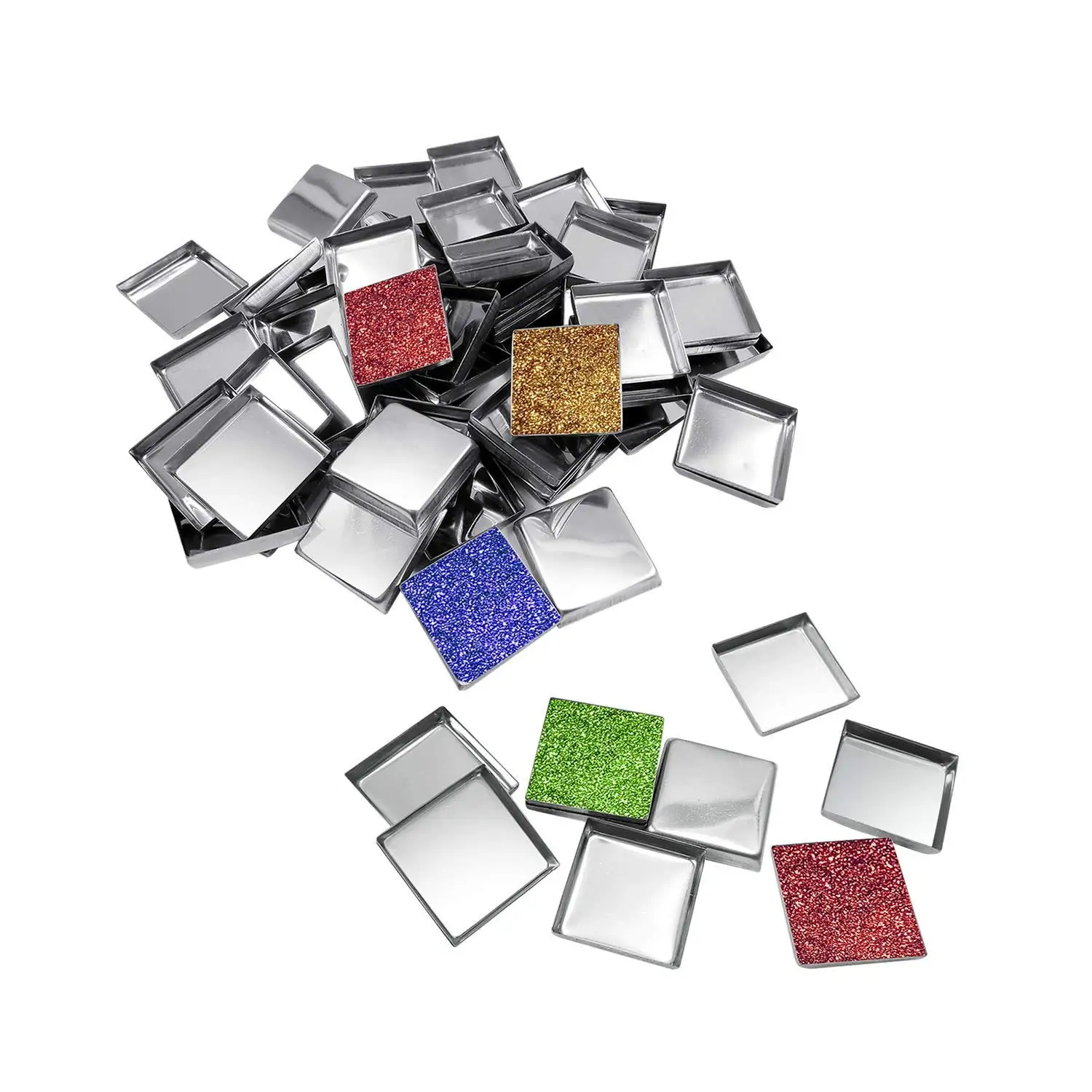 

50 Pcs/Pack Empty Refillable Square Round Metal Pans Tins For Eyeshadow Palette Magnetic Blush Lipstick Organizer (26mm)