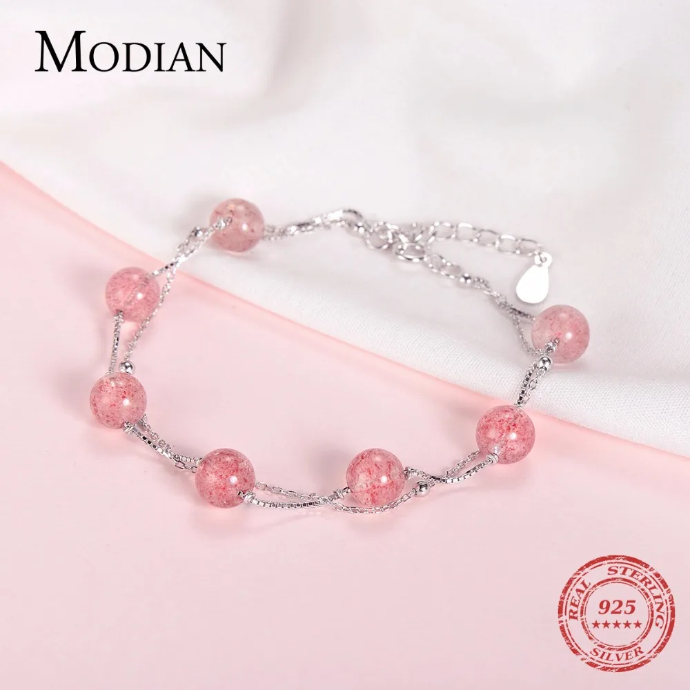MODIAN натуральная 100% 925 стерлингового серебра клубника красивая цепочка с