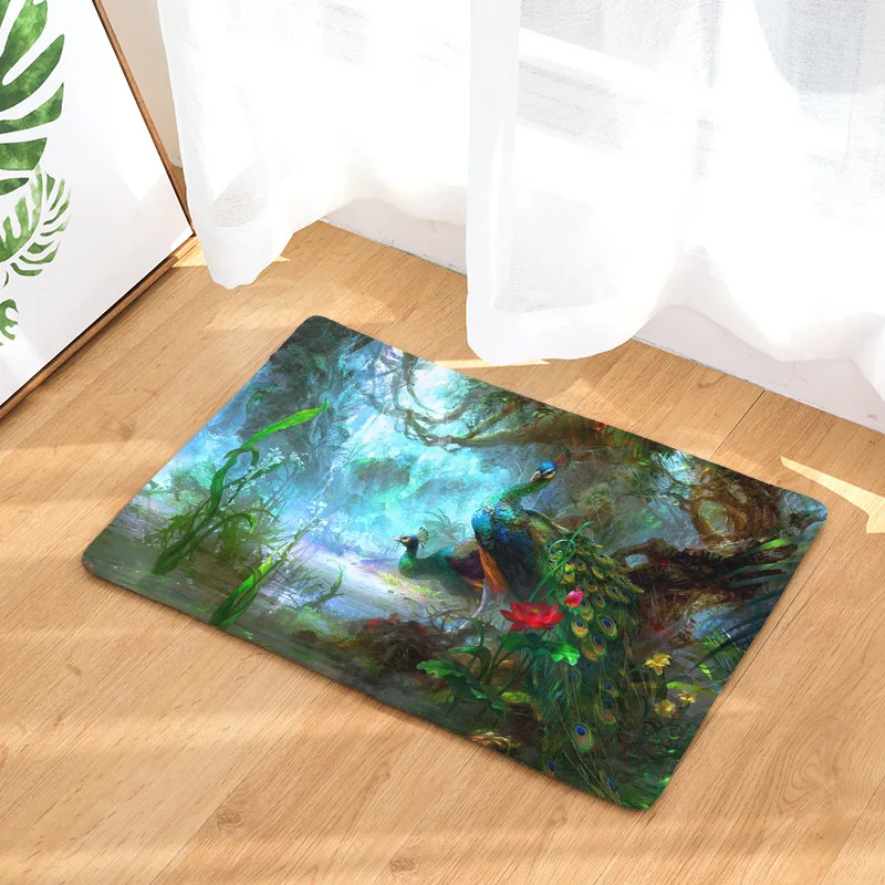 

Beautiful Birds Peacock Printed Floor Mats Front Door mat for Bathroom Kitchen Kid Room , Tapetes Para Casa Sala, Alfombras