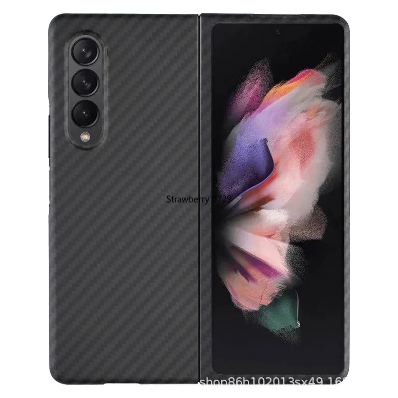 

Carbon fiber Phone Case For Samsung Galaxy Z Fold 3 Cover Aramid Fiber Slim Design For Z Fold3 5G Anti-fall Mobile Phone Cases