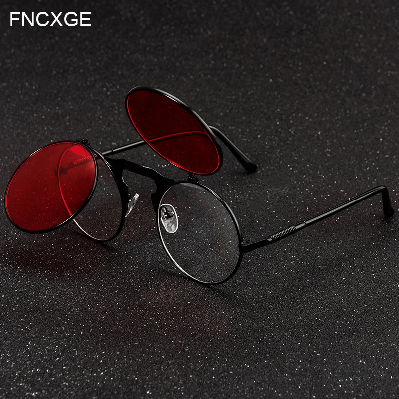 Женские солнцезащитные очки мужские Ретро стиль стимпанк флип Круглый
