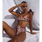 2021 сексуальные бикини, женские купальники, комплект бикини с высокой талией, купальный костюм с плечами и оборками, пляжная одежда, купальные костюмы с пуш-ап