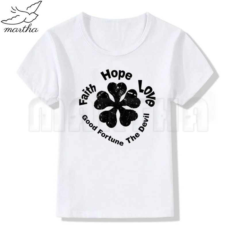 

Футболка для маленьких девочек с изображением черного клевера, Детские Модные топы с коротким рукавом для мальчиков, Летняя Повседневная б...