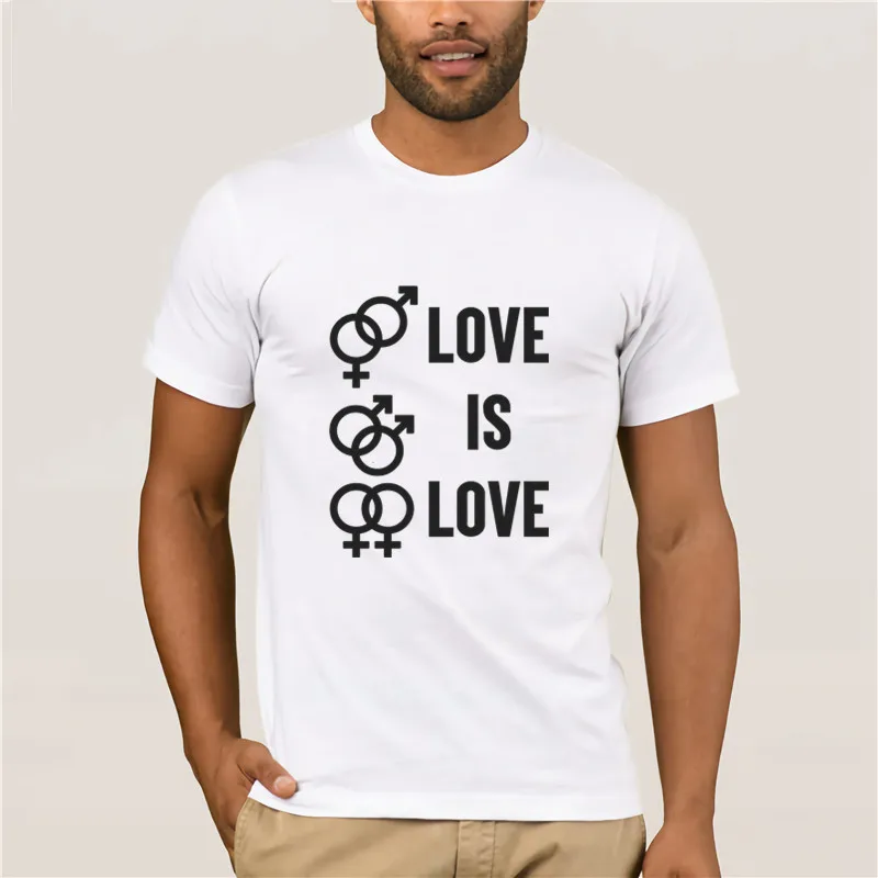 

Summer Mens T Shirt Love Is Love Boyfriend Girlfriend Gender Gay Lesbian Homo LGBT Couple Gift 2020 Fashion Style T-Shirt