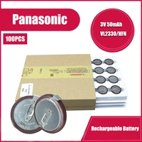 100pcs 100 original panasonic vl2330 2330 rechargeable lithium battery coin cell for car key button with 180 degrees pins