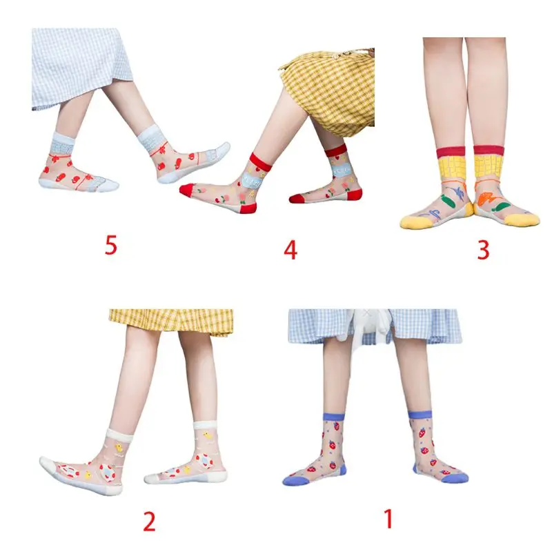 Для женщин прозрачные кристаллическое волокно нескользящих носочков с яркими