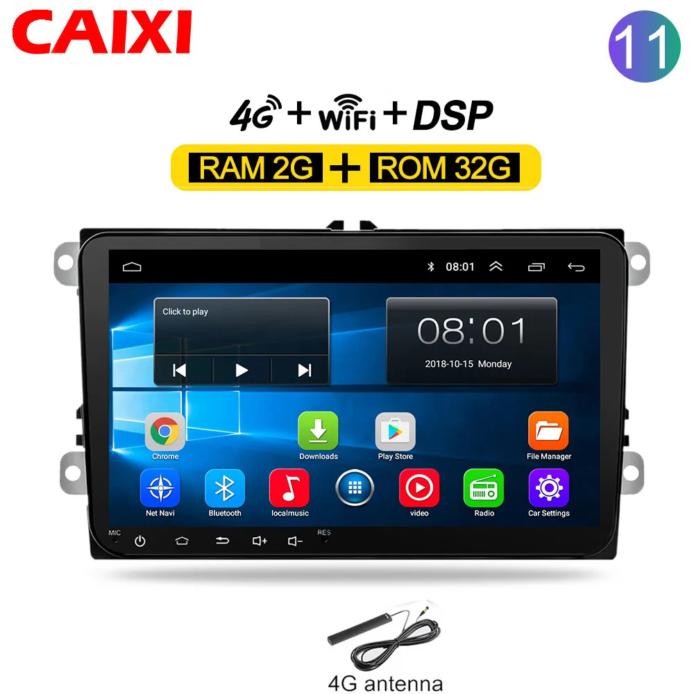 2 Din радио автомобиль Android 8,1 gps Мультимедиа для Volkswagen Skoda Octavia Golf 5 6 touran passat B6 Polo Tiguan Yeti Rapid Bora - Цвет: Cx-2G-32G-4G