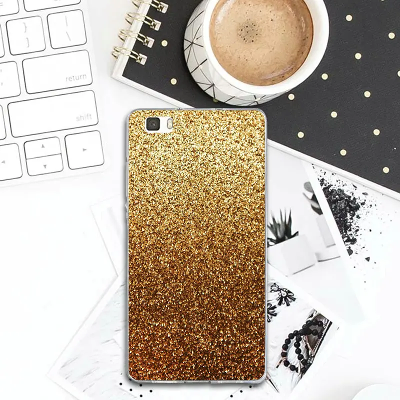 Metallic Gold Foil Soft TPU Cell Phone Case for Huawei P8 P9 P10 P20 P30 Lite Mate 10 Pro Y3 Y5 Y6 II Y7 Honor 6X 7X 9 Plus |