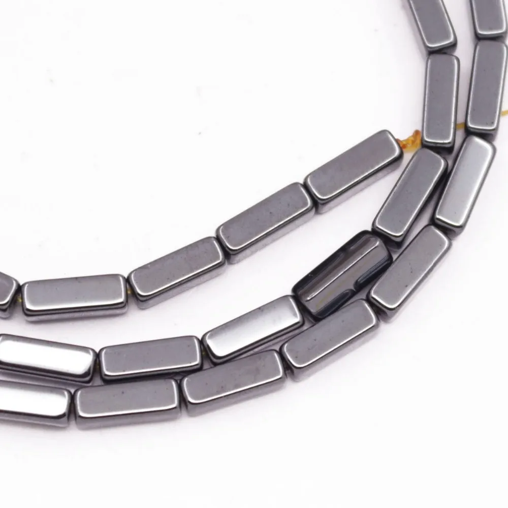 

3mmX9mm Rectangle Black Natural Hematite Loose Beads Stone 15.5" Long Strand