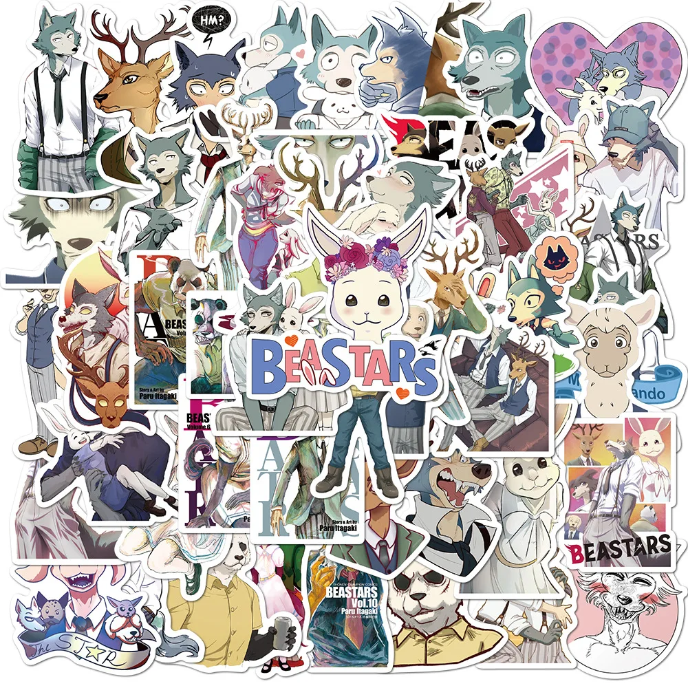 10/50 шт в наборе короткая футболка с героями из японского аниме BEASTARS наклейки Набор сделай сам для ноутбука