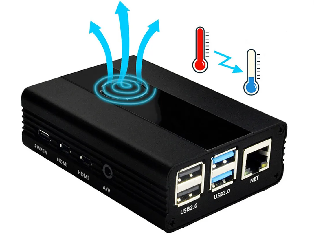Алюминиевый Чехол Raspberry Pi с вентилятором для Raspberry Pi 4 Модель B