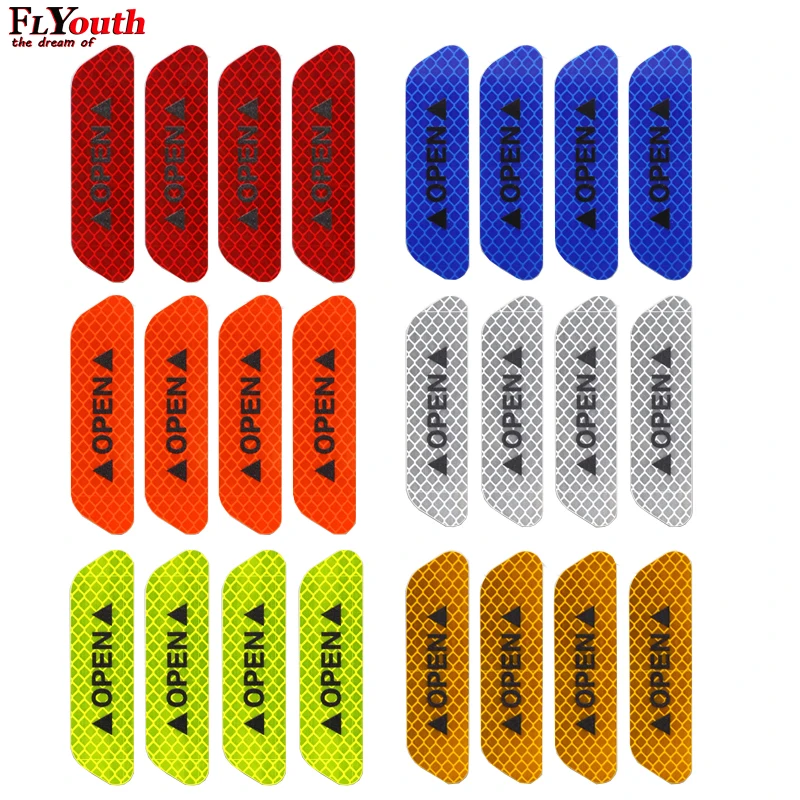 4 шт./компл. Автомобиль открыть светоотрающей полосой Предупреждение отражающая