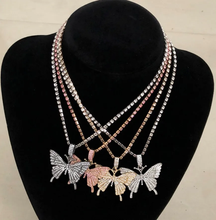 

CZ Statment Big Butterfly Pendant Necklace Rhinestone Chain for Women Bling Tennis Chain Crystal Choker Necklace Jewelry Gifts