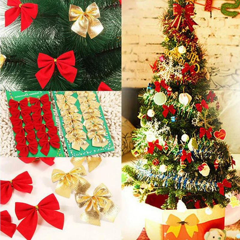 

12 шт. Луки, украшения для рождественской елки, украшения для вечевечерние, сада, праздника