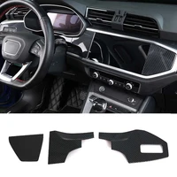 3pcsset carbon fiber style car accessory fit for audi q3 2019 car dashboard decoration cover trim stickers car styling