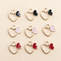 10pcslot colorful enamel love heart charms pendants diy necklaces earrings for jewelry making accessories