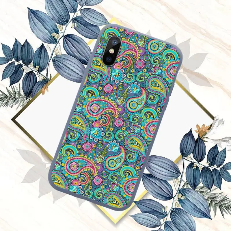 

Paisley Patterned African elements Phone Case Candy Color for iPhone 6 7 8 11 12 s mini pro X XS XR MAX Plus