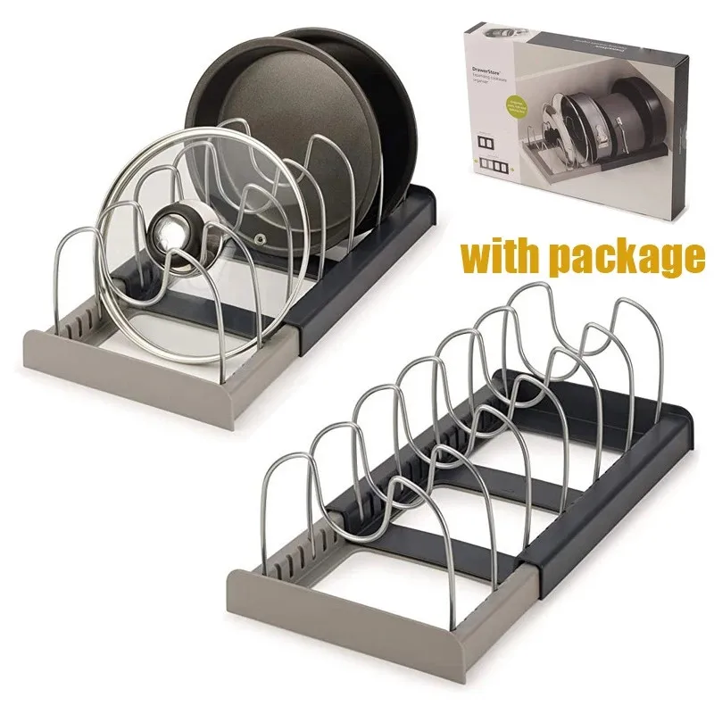 

Retractable Pot Lid Rack Stainless Steel Spoon Holder Shelf Cooking Dish Drainer Drying Rack Kitchen Organizer Pan Cover Stand