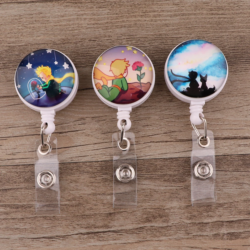 

BG1435 Little Prince and Fox Cartoon Cute Retractable Badge Reel Nurse Student Exhibition ID Card Clips Badge Holder Stationery