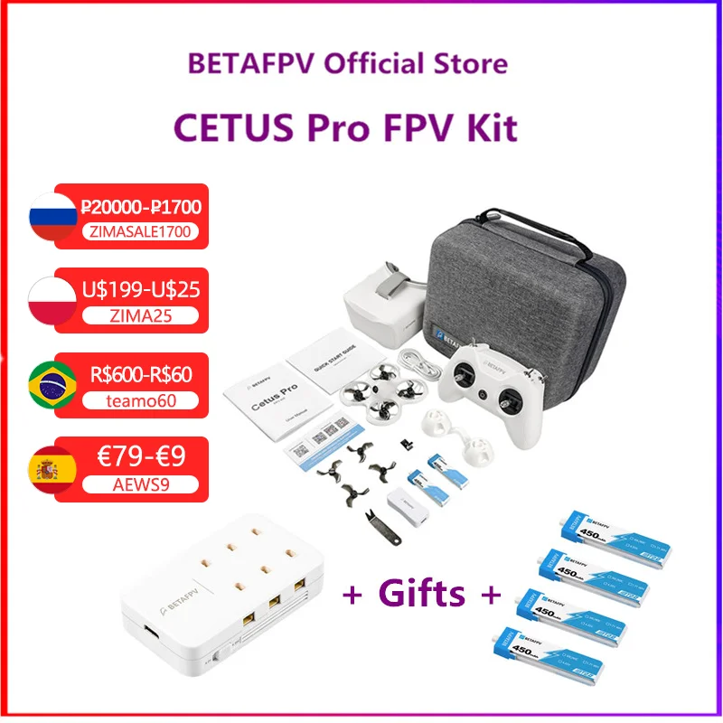 BETAFPV Cetus Pro FPV комплект BNF VR02 очки, бутадио2 SE передатчик BT2.0 450 мАч 1S батарея, бесщеточные двигатели, Новинка - Апрельский топ товаров с Али