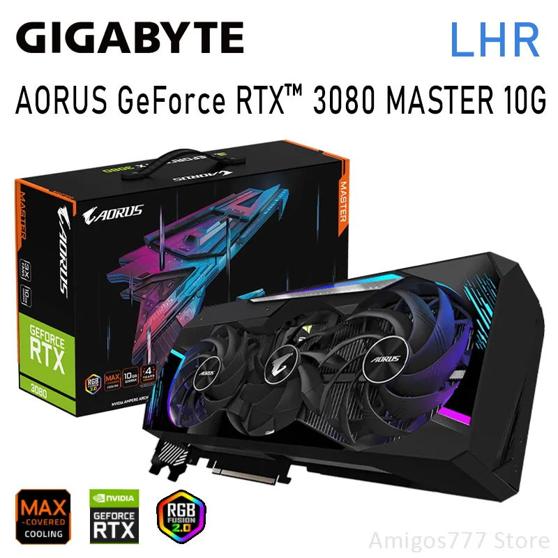 

GDDR6X Gigabyte AORUS GeForce RTX 3080 MASTER 10G LHR Graphics Card 320bit RTX 3080 Gaming Video Card 3080 Gpu PC 3080 Card New
