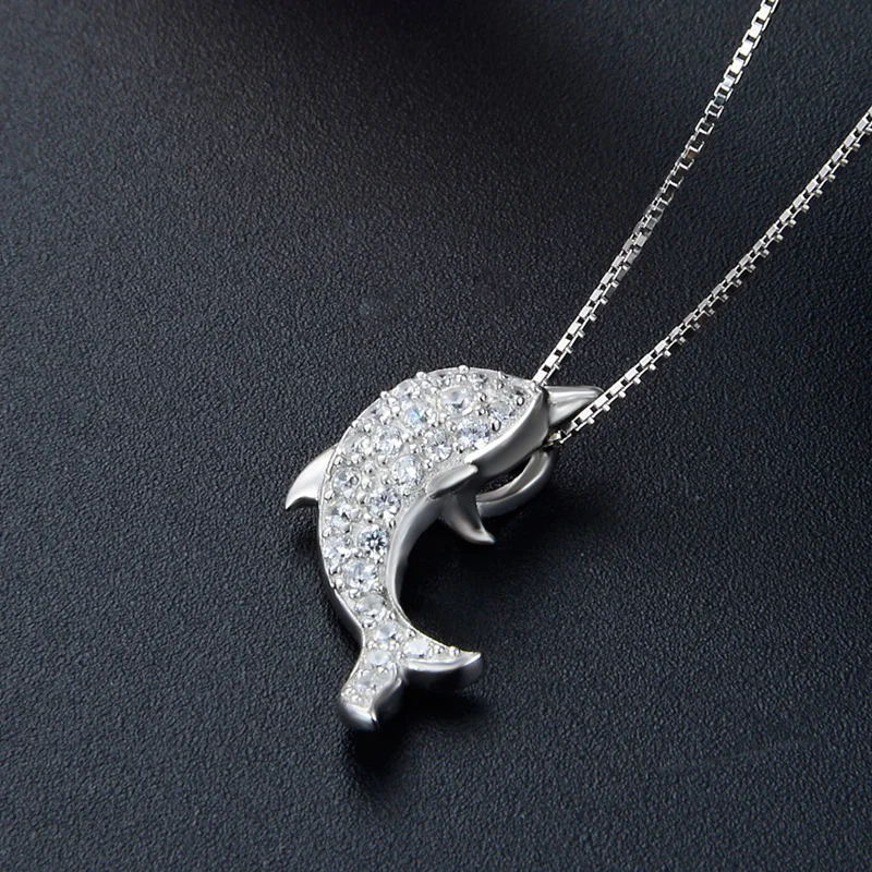 

Diamond dolphin necklace ladies accessories s925 sterling silver necklace zirconium chain jewelry