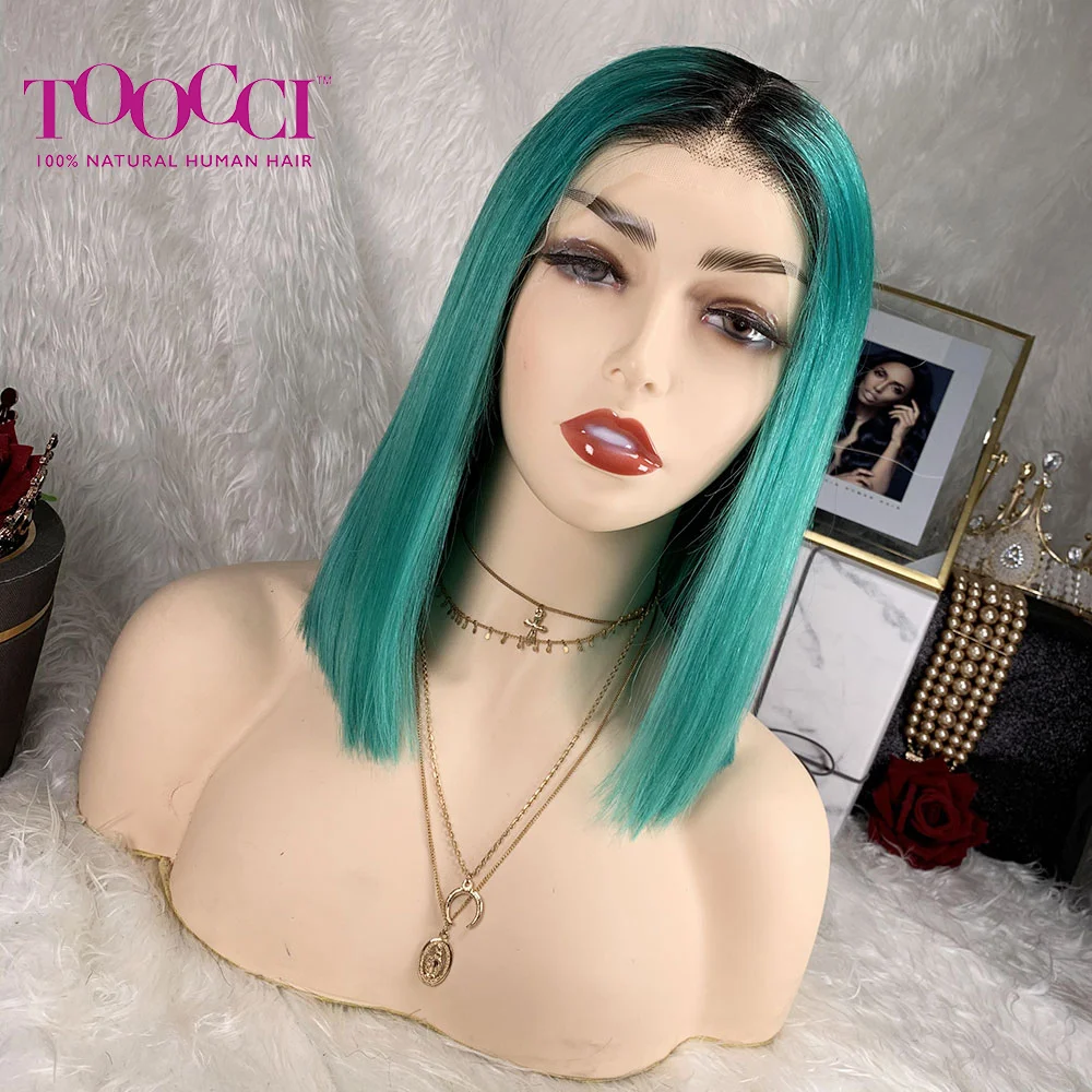 

TOOCCI HAIR Color 13x4 Short Lace Front Human Hair Wigs 180% Density Brazilian Remy Human Hair Straight Bob Closure Human Wigs